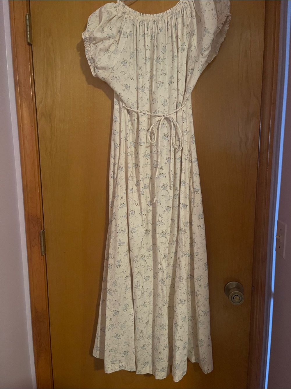 NWOT Worth Collective Marley Cotton Floral Midi Dress Ivory/Blue Size Medium - Picture 11 of 12